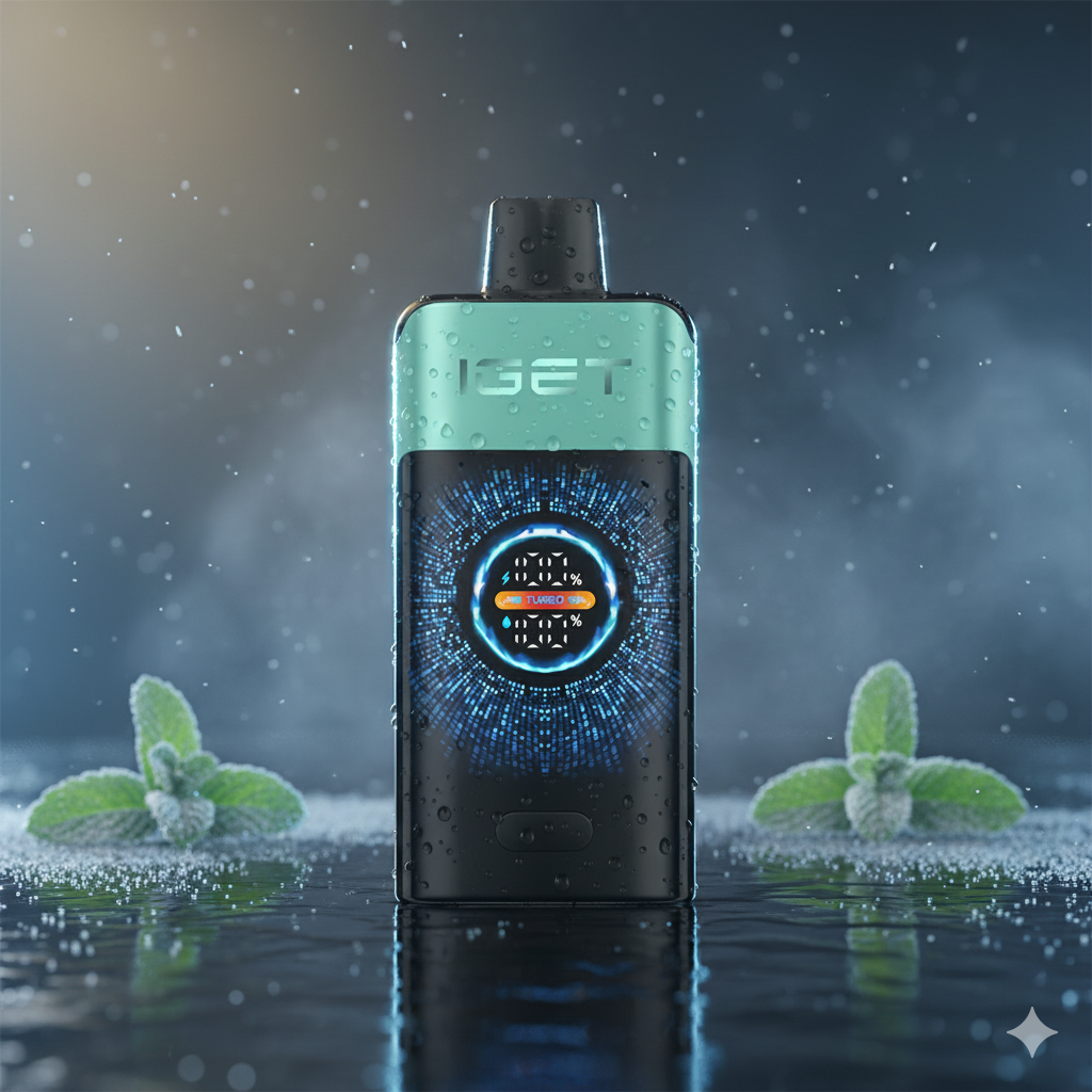 IGET One Mountain Spring Mint disposable vape with icy mint visuals and cold vapor effects