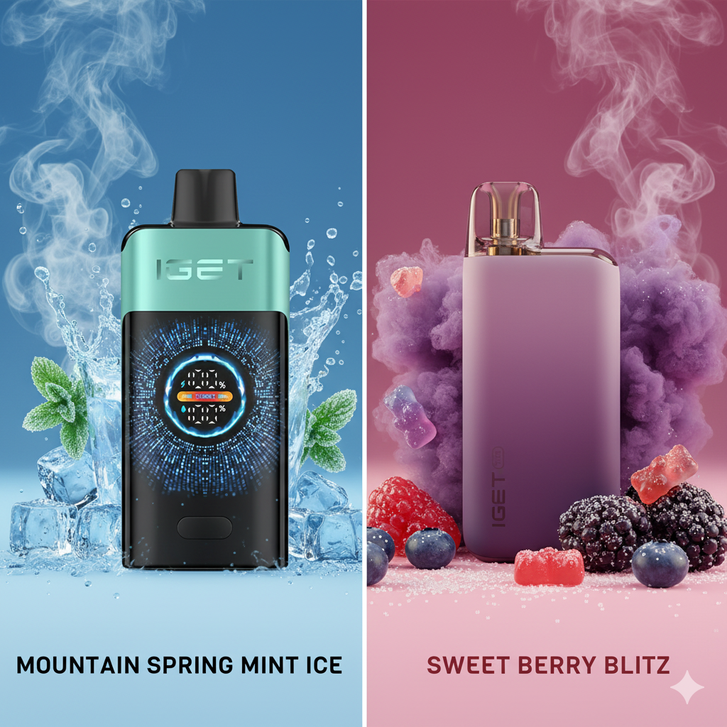 IGET One Mountain Spring Mint vs sweet fruity disposable vape flavour comparison