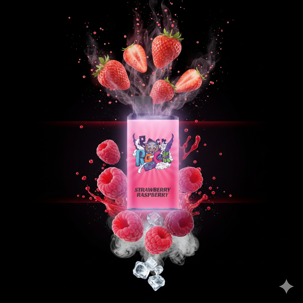 An infographic showing the flavour notes of the IGET Bar Pro, with strawberry sweetness at 7/10 and raspberry tartness at 6/10.