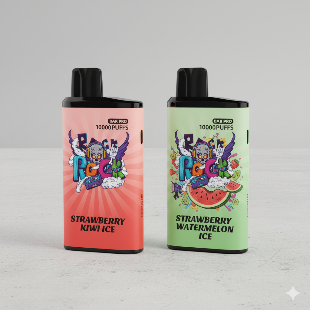A direct comparison shot showing the IGET Bar Pro Strawberry Kiwi Ice next to the IGET Bar Pro Strawberry Watermelon Ice.